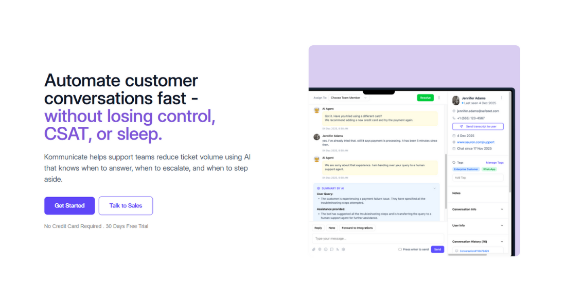 Kommunicate features