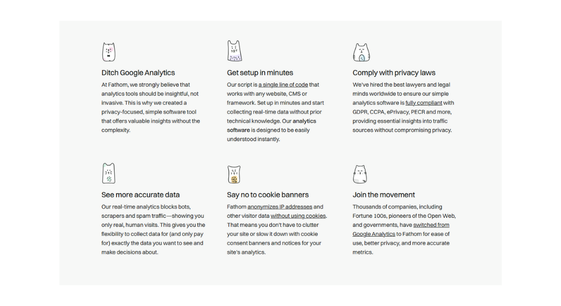 Fathom Analytics features
