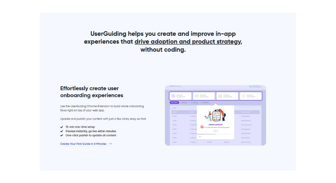 Userguiding features