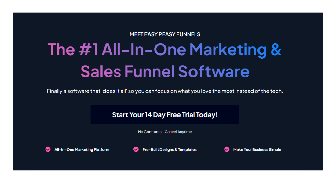Easy Peasy Funnels features