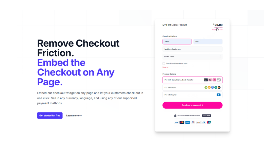 CheckoutJoy features