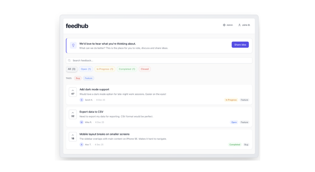 Feedhub features