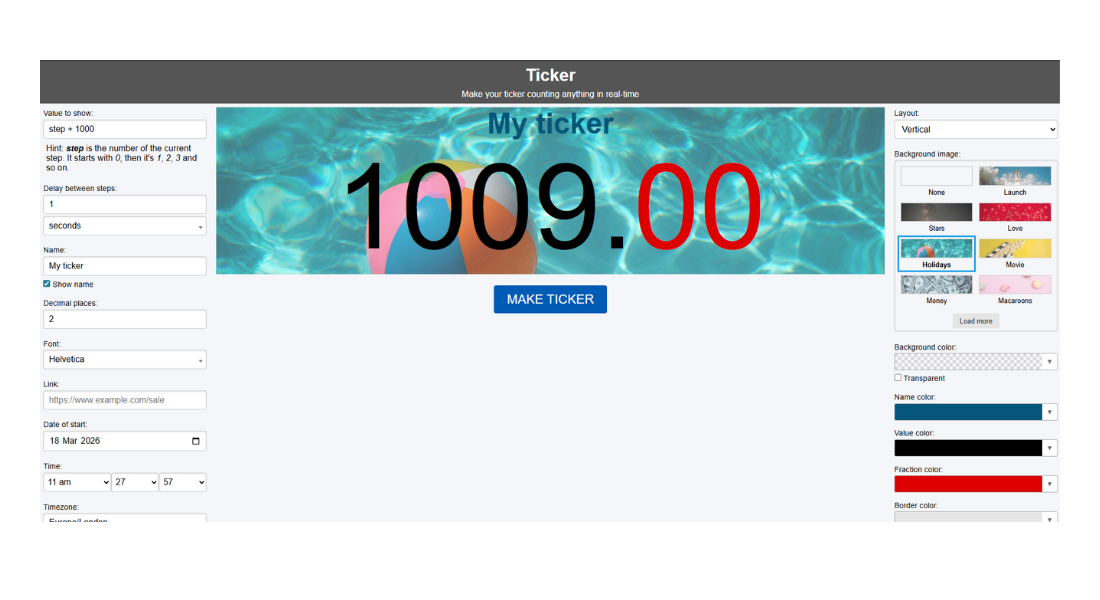 TickCounter features