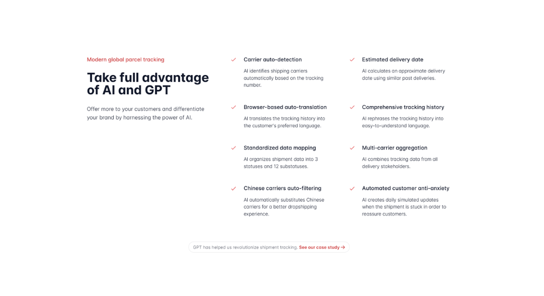 Order Tracker features