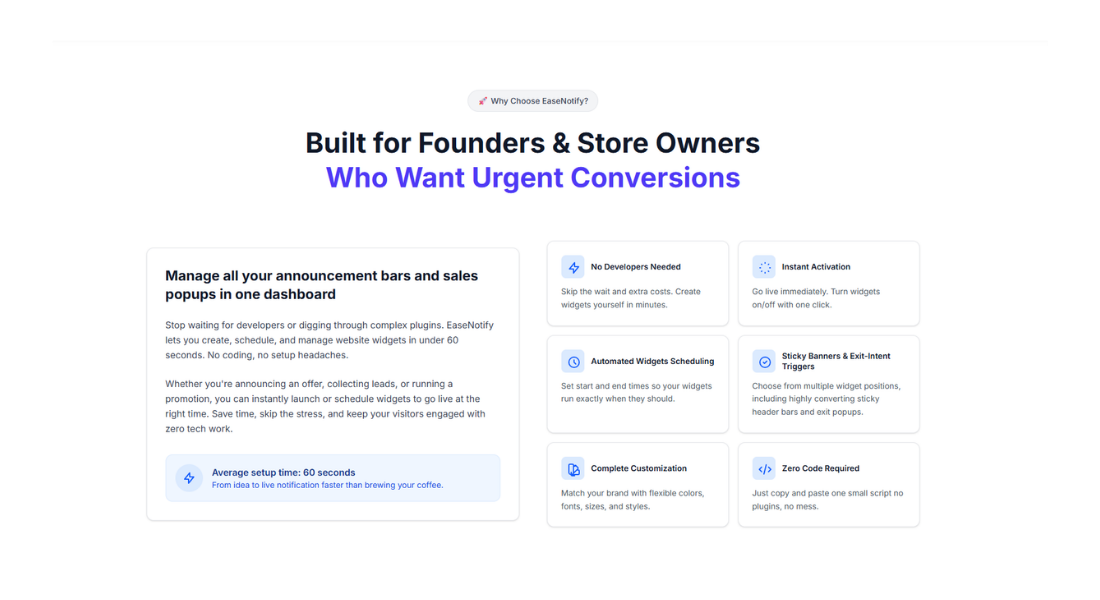 EaseNotify features