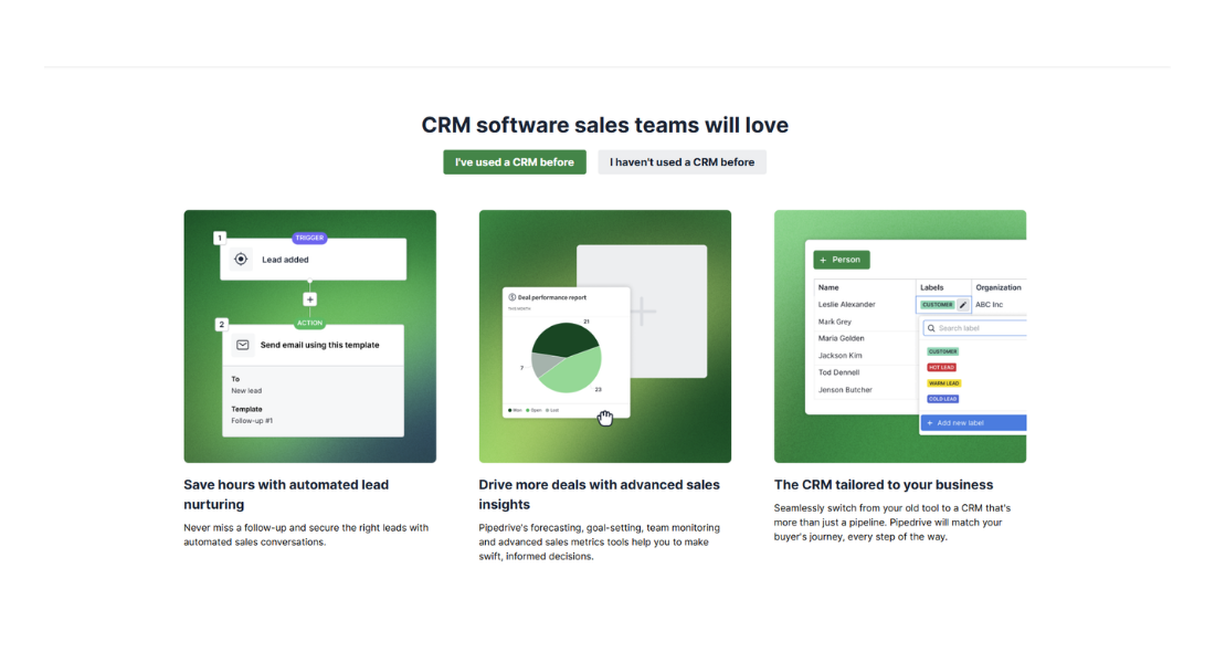 Pipedrive features