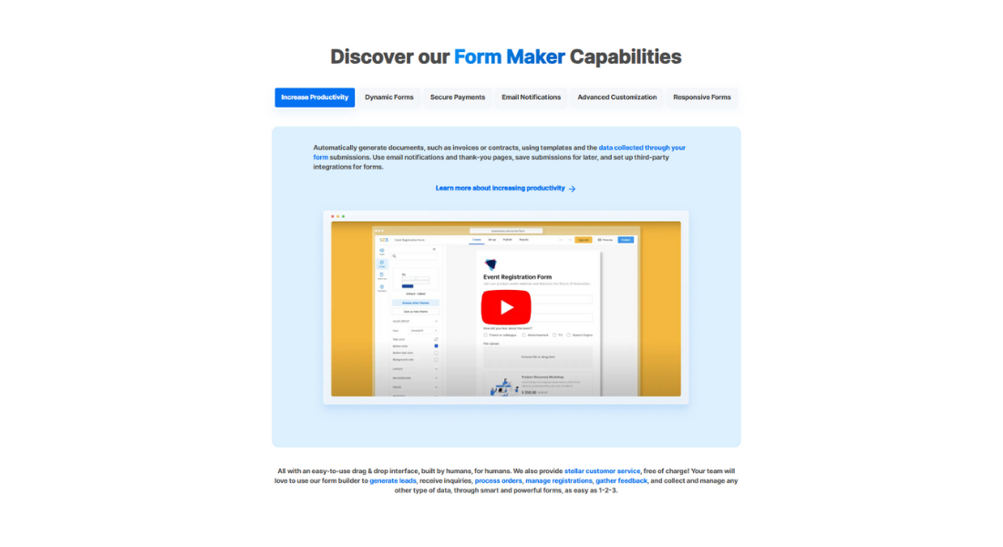 123 Form Builder features