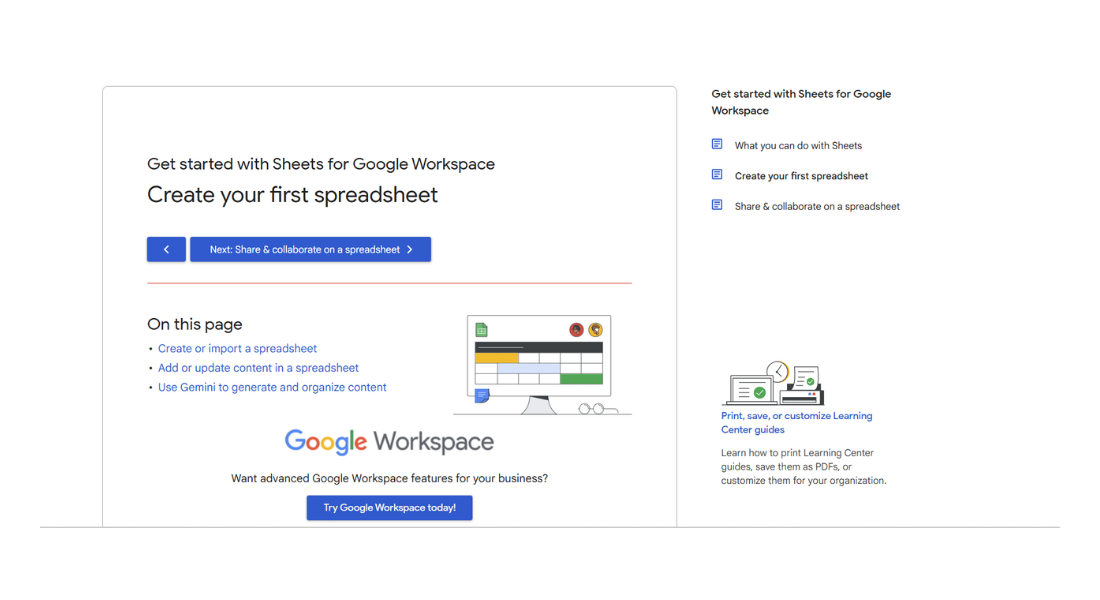 Google Sheets features