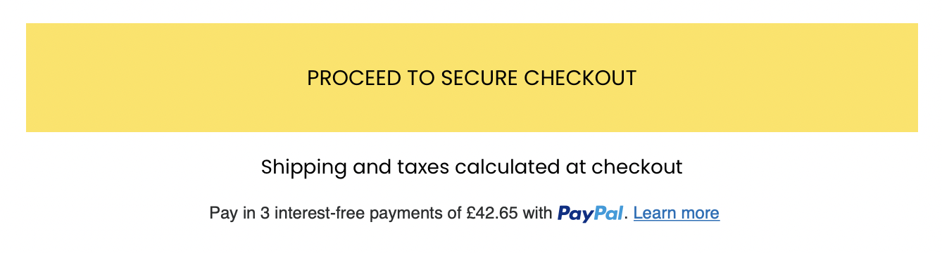 PayPal shopping basket page message